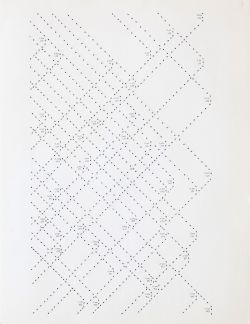 Serie Números primos. Dibujo con tinta e hilo. 65x50 cm. 1983
