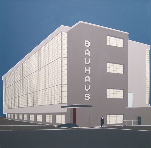 Bauhaus con Gropius. Acrílico sobre lienzo. 100x100 cms. 2012