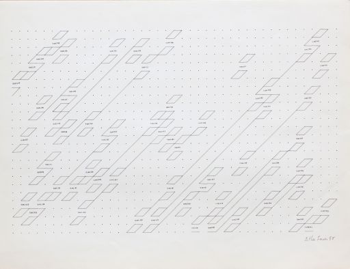 Serie Números primos. Dibujo con tinta e hilo. 50x65 cm. 1985