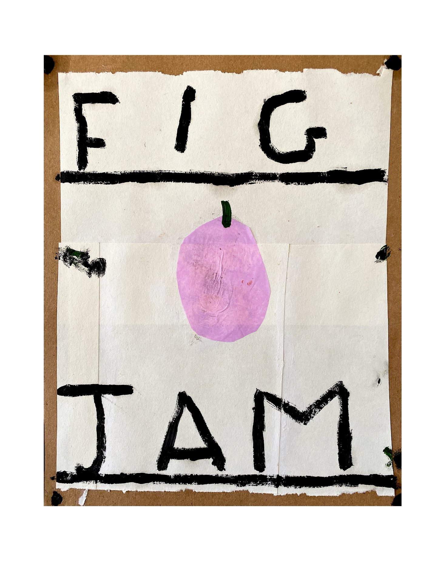 Fig-Jam. Collage on paper with acrylic and oil paint. 21 x 25cm. 2020. 230€.